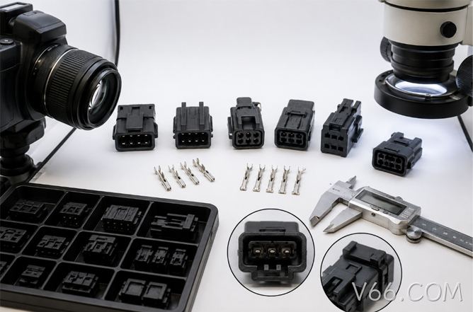 如何通过实物照片辅助确认连接器料号？